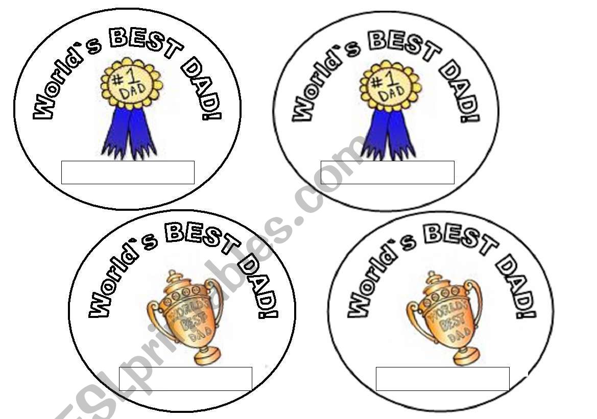 Father`s day Medal worksheet